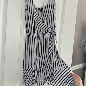 Express Navy and White Striped Dress